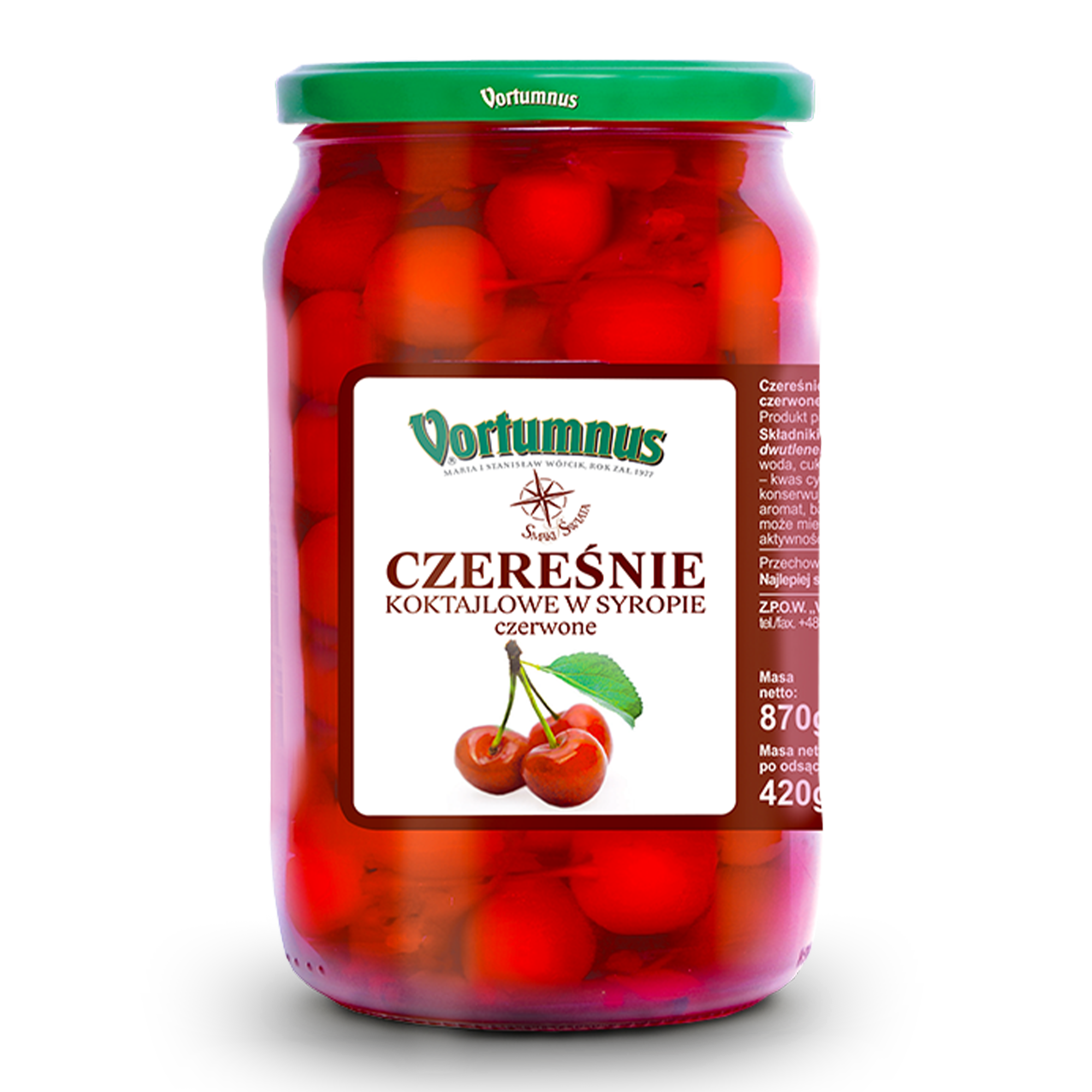 Czereśnie koktajlowe w syropie czerwone