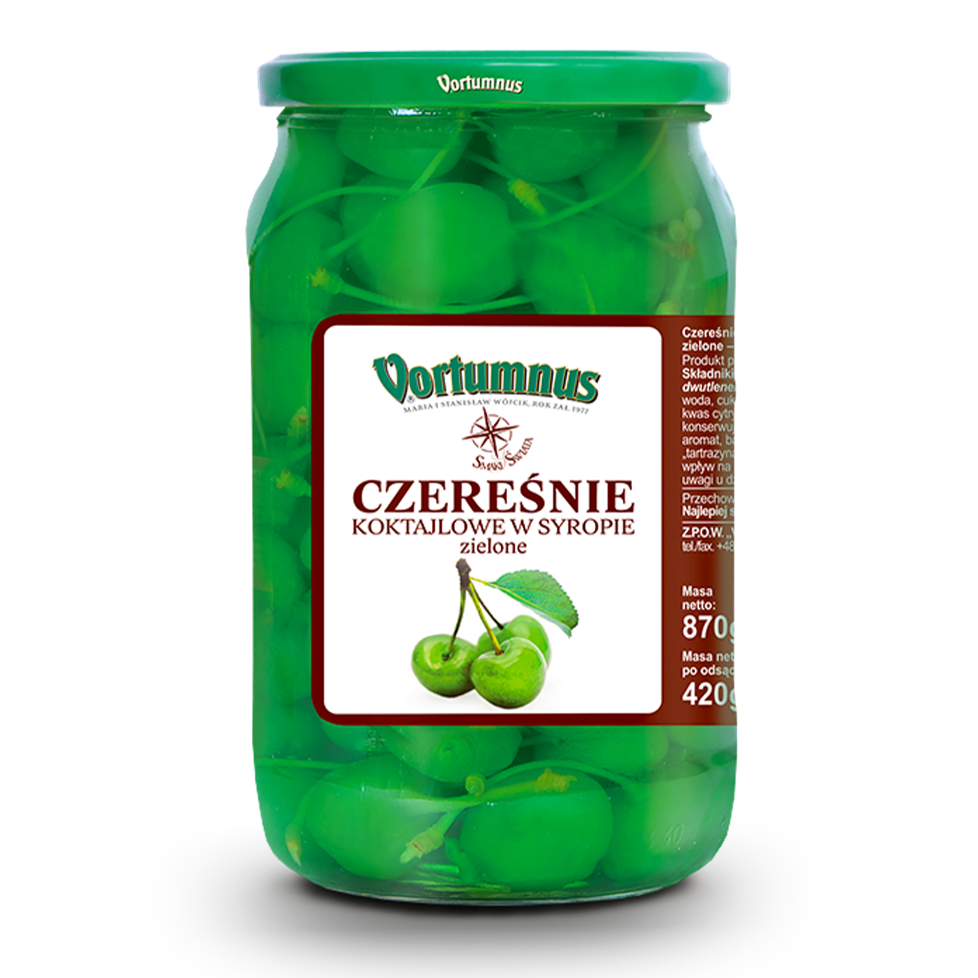 Czereśnie koktajlowe w syropie zielone