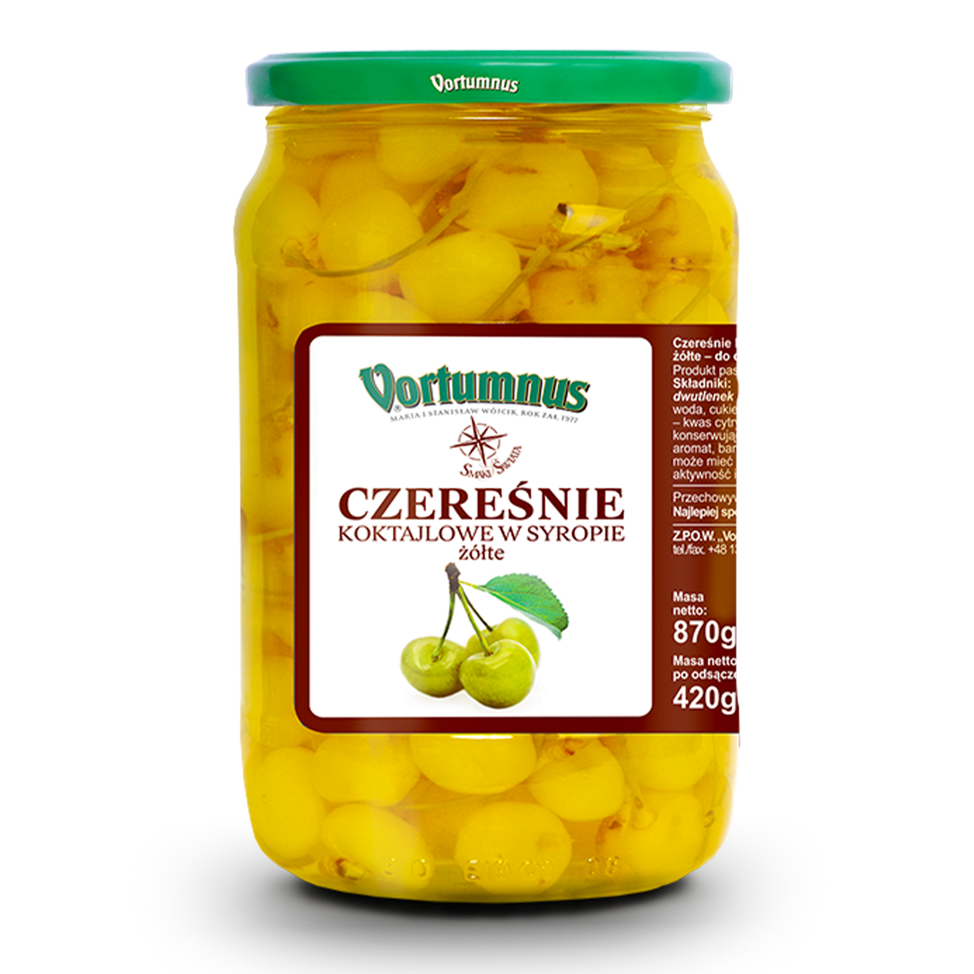 Czereśnie koktajlowe w syropie żółte