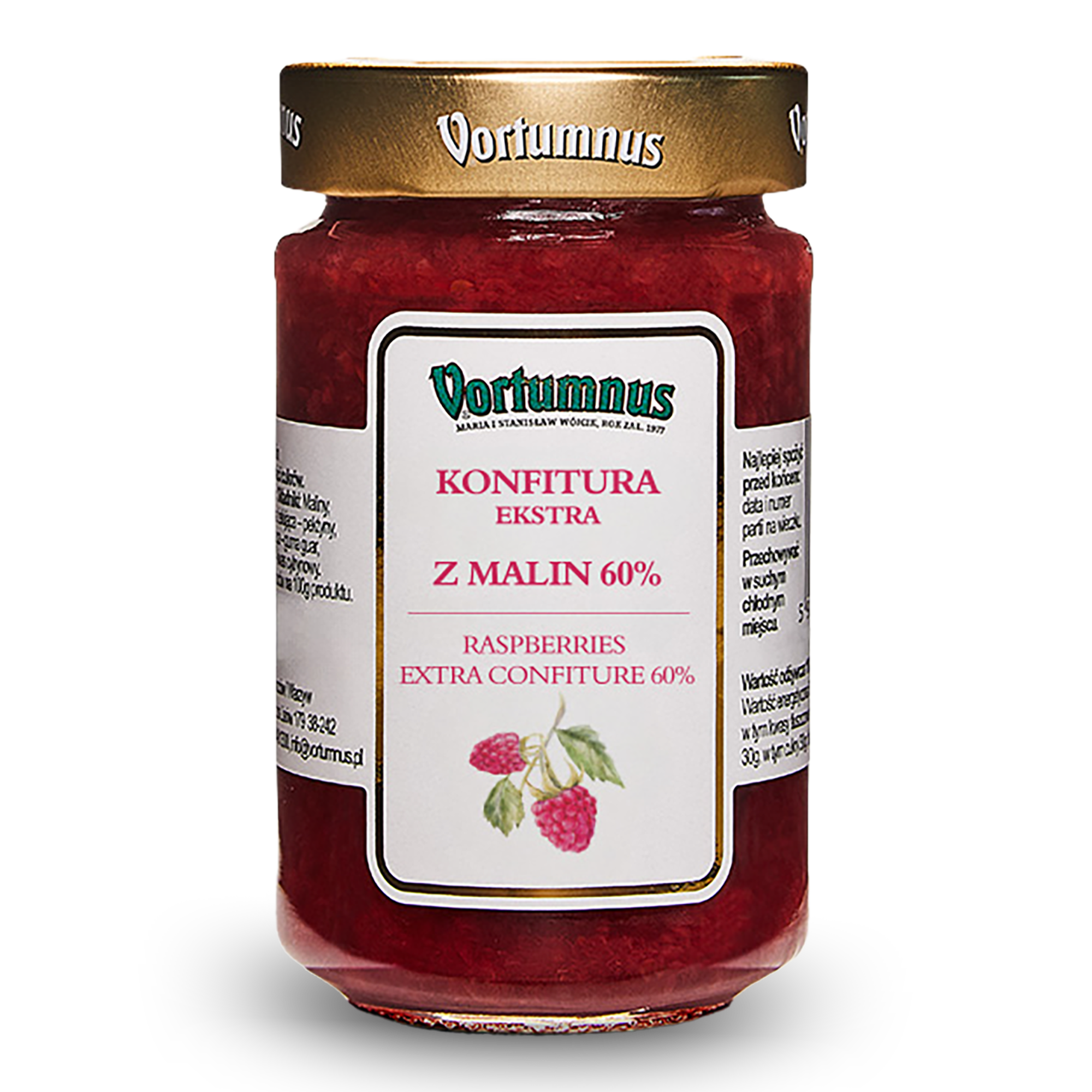 Konfitura Ekstra z malin o obniżonej zawartości cukrów