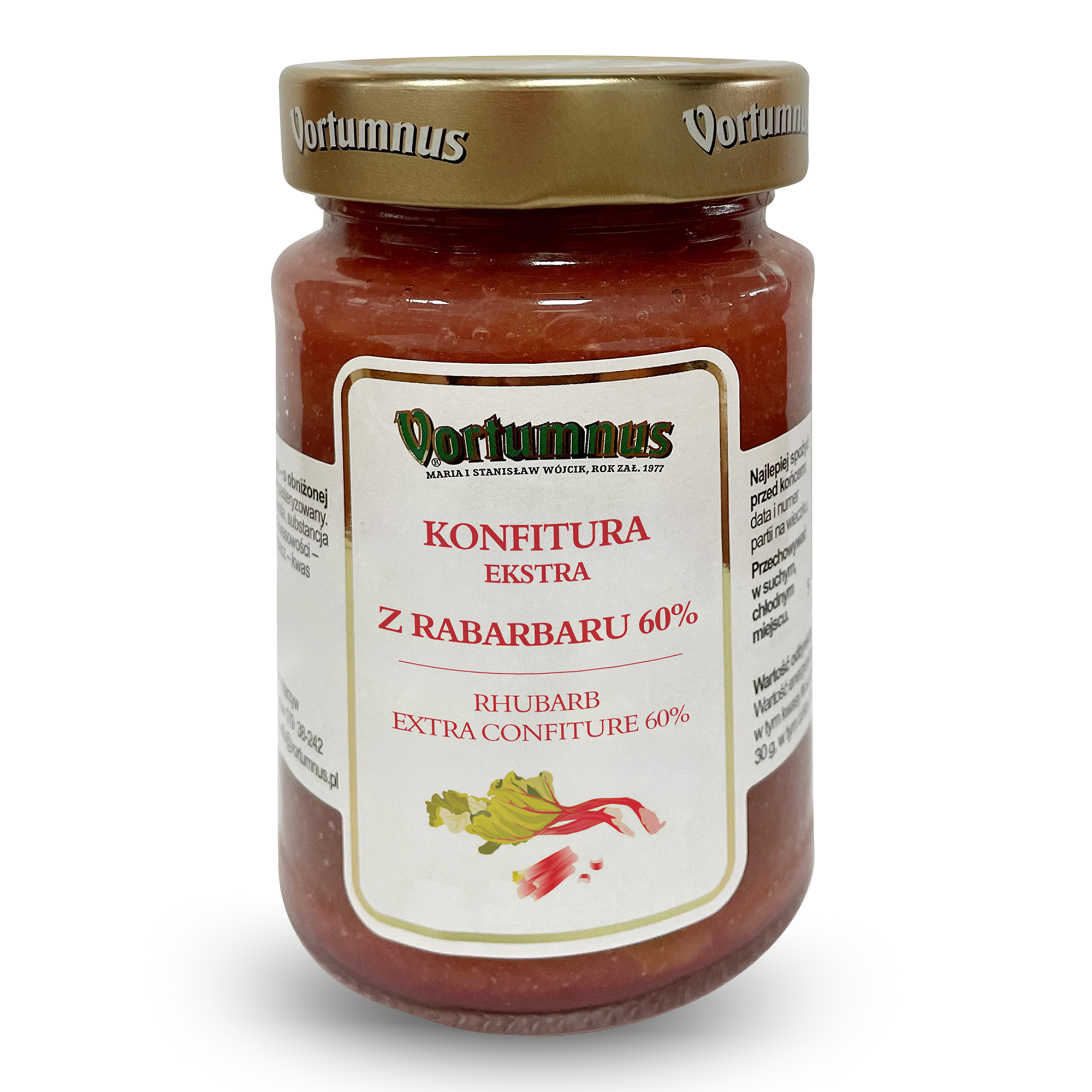 Konfitura Ekstra z rabarbaru o obniżonej zawartości cukrów