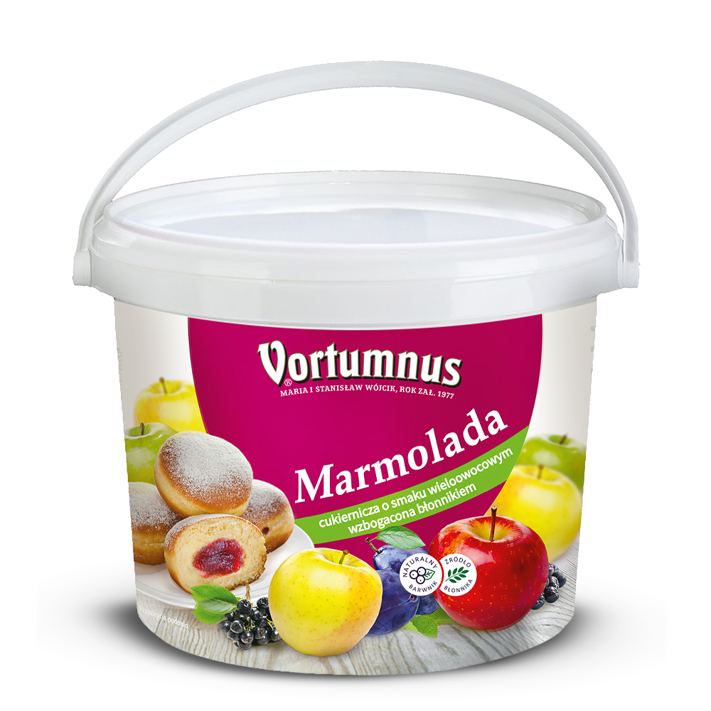 Marmolada cukiernicza o smaku wieloowocowym wzbogacona błonnikiem